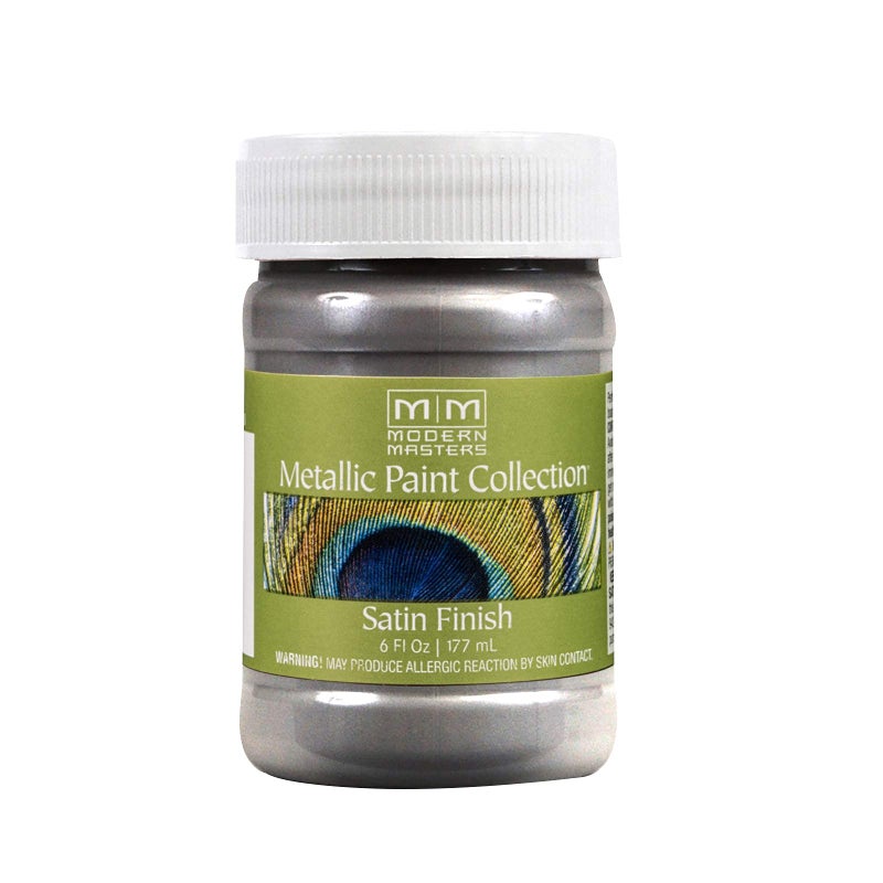 Modern Masters 6 oz Modern Masters ME591 Platinum Metallic Paint Collection, Satin Water-Based Decorative Metallic Paint - Image 1